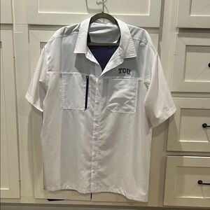 Antigua White Casual TCU Button Down Shirt